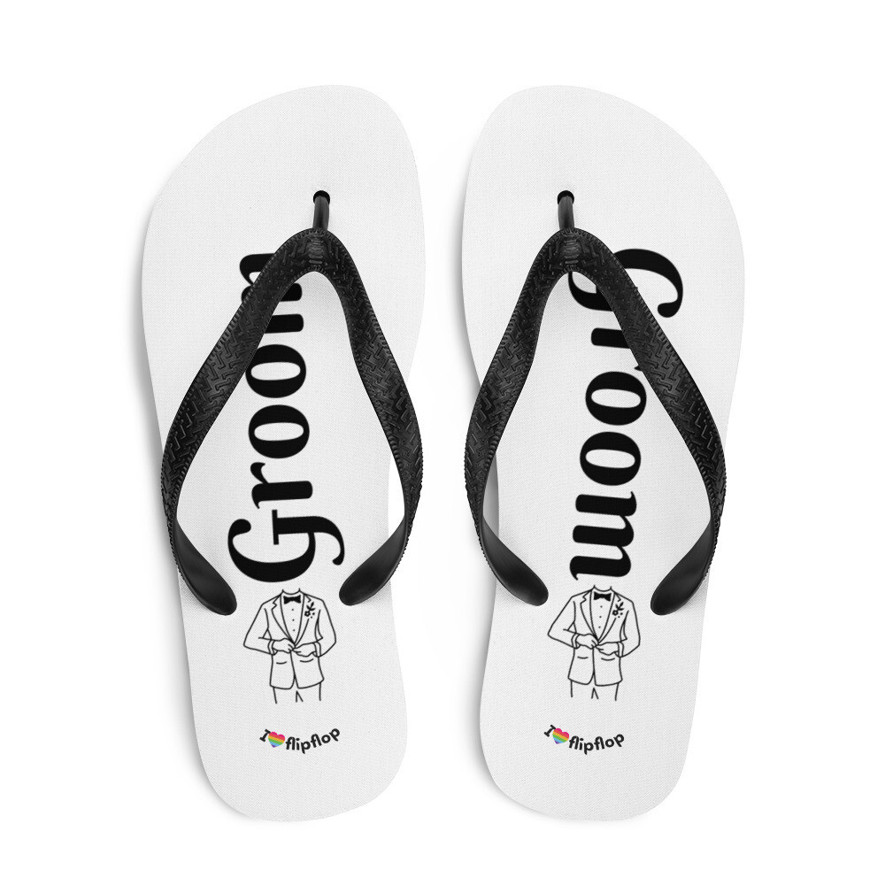 Flip-Flops for Groom - to be - bridal flipflops thongs black and white party accessories