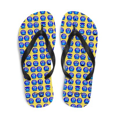 Emoticons Smilies Set Smiley Blue Yellow Flip Flop Sandal Slipper Thong