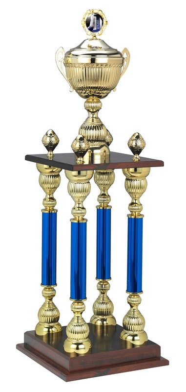 Pokal Kiel - Edler Säulenpokal mit Mahagoni Look Sockel