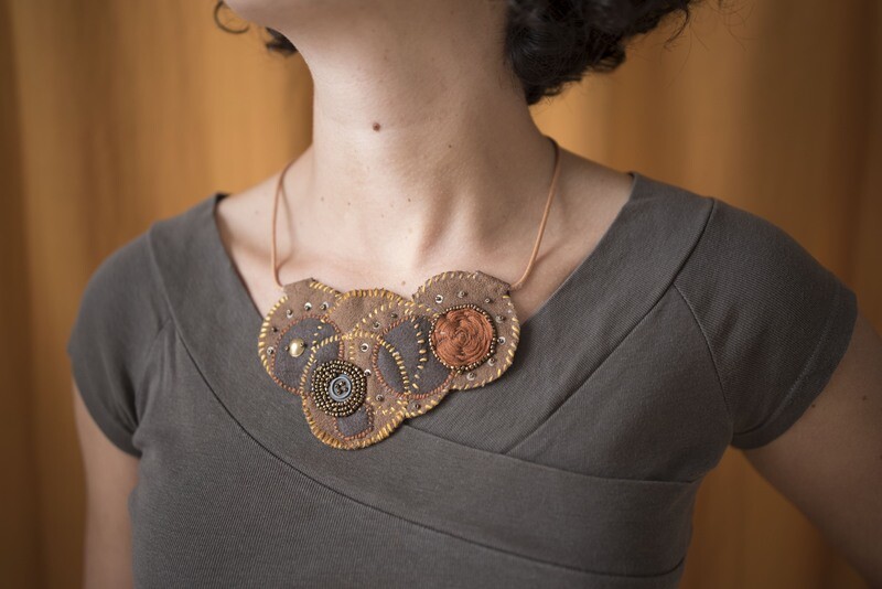 Collier plastron simili cuir