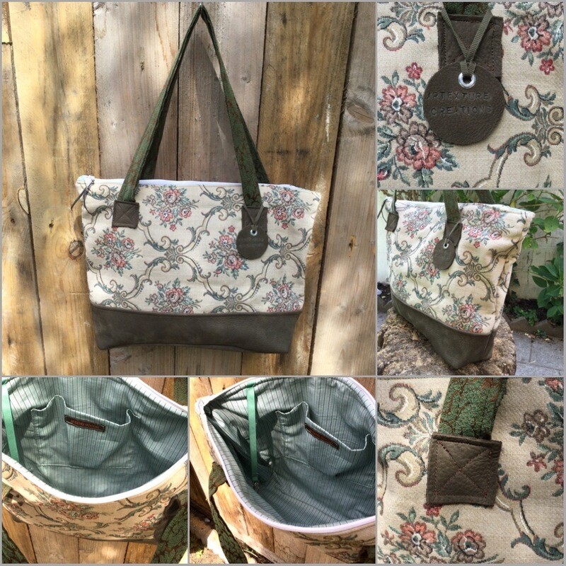 Sac cabas « cuir et fleurettes »