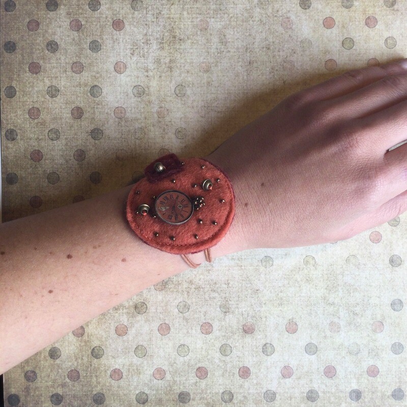 Bracelet feutrine orange horloge