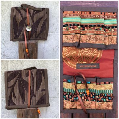 Pochette pour huiles essensielles feuilles marrons