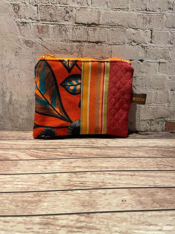 Porte monnaie ou petit vide poche patchwork orange