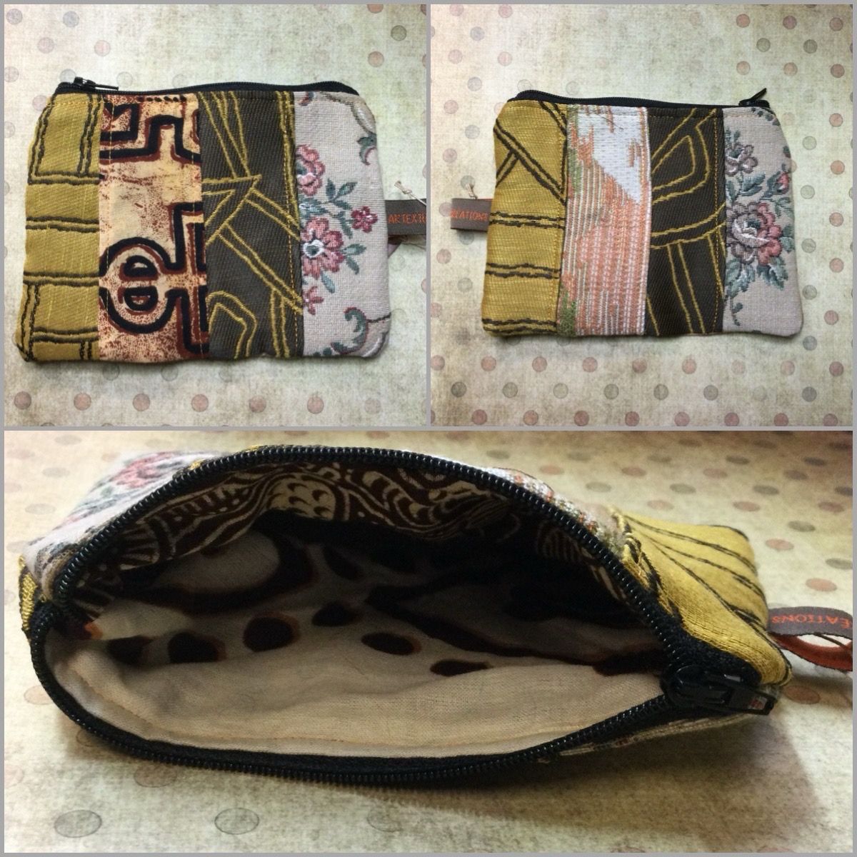 Porte monnaie patchwork brun