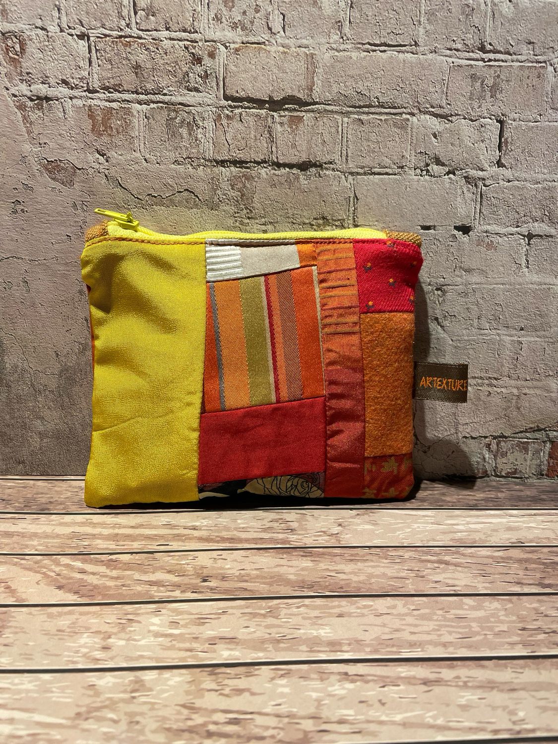 Porte monnaie patchwork rouge orangé