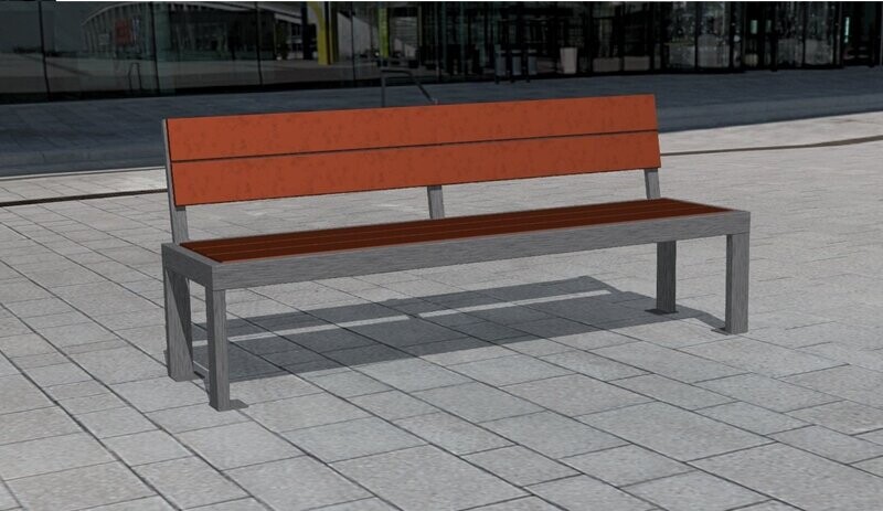 Banc avec dossier Haute Qualité Acier Inoxydable et Bois Exotique