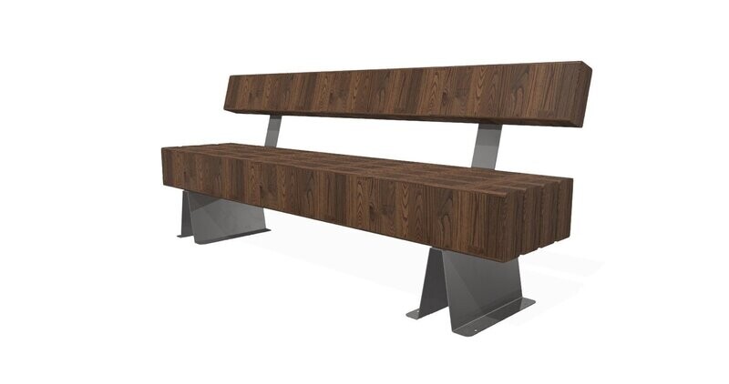 Banc en  Acier Inoxydable & Bois Classe IV avec dossier