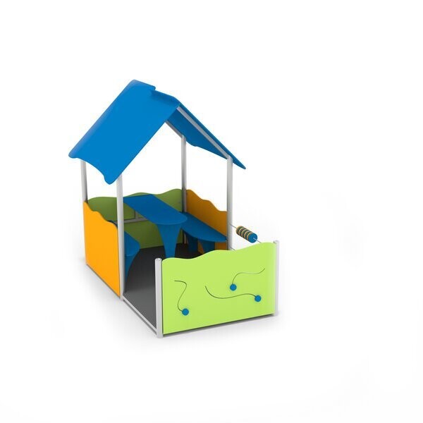 Maisonnette avec table et bancs  - Acier inoxydable et PEHD -  Aire de Jeux conforme EN1176