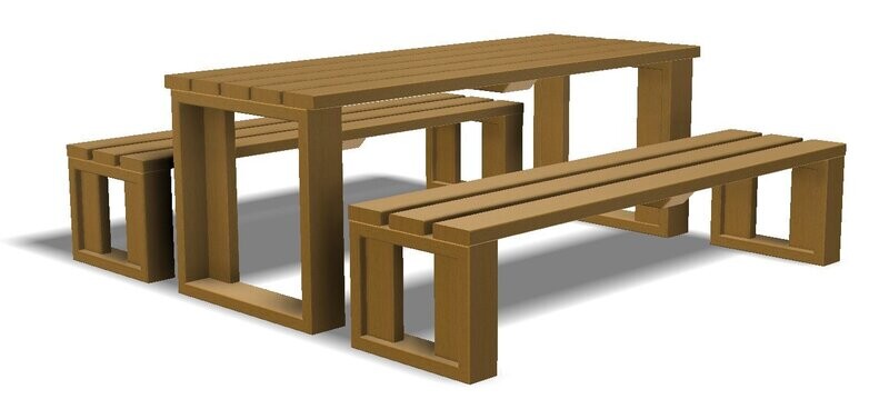 Table Pique Nique avec ou sans banc - Bois Classe IV ou Plastique Recyclé