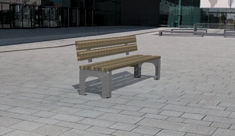 Banc avec dossier - Bois et  Acier Inoxydable Personnalisable