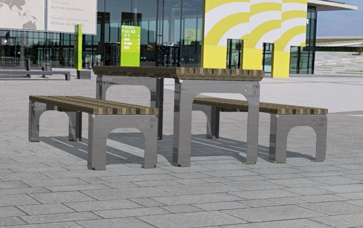 Table d'extérieur collectivités en Acier Inoxydable Personnalisable