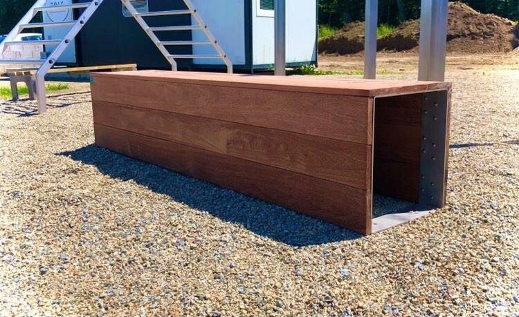 Banc d'extérieur en Acier Inoxydable et Bois Exotique