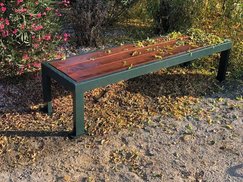 Banc Haute Qualité Acier Inoxydable et Bois Exotique