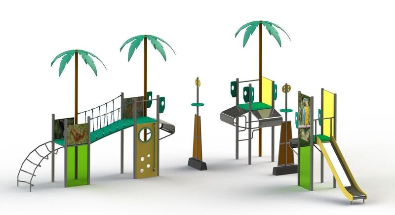 Jeu Multi tours ,Thème Jungle  -  Aire de Jeux conforme EN1176