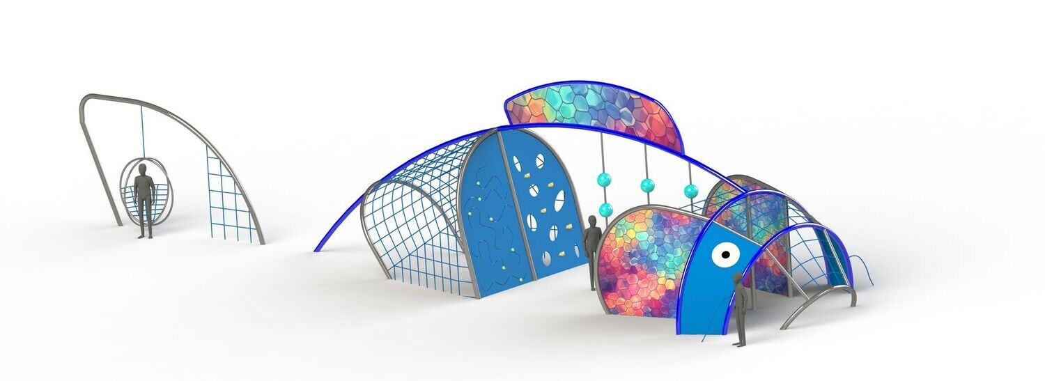 Structure poisson arc-en-ciel à cordes   -  Aire de Jeux conforme EN1176
