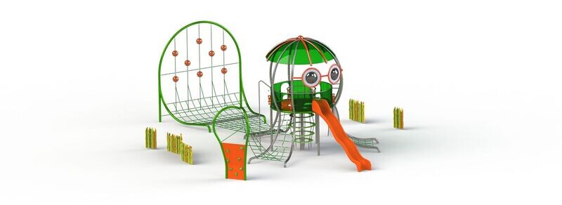 Structure Calamar Colorée à cordes   -  Aire de Jeux conforme EN1176
