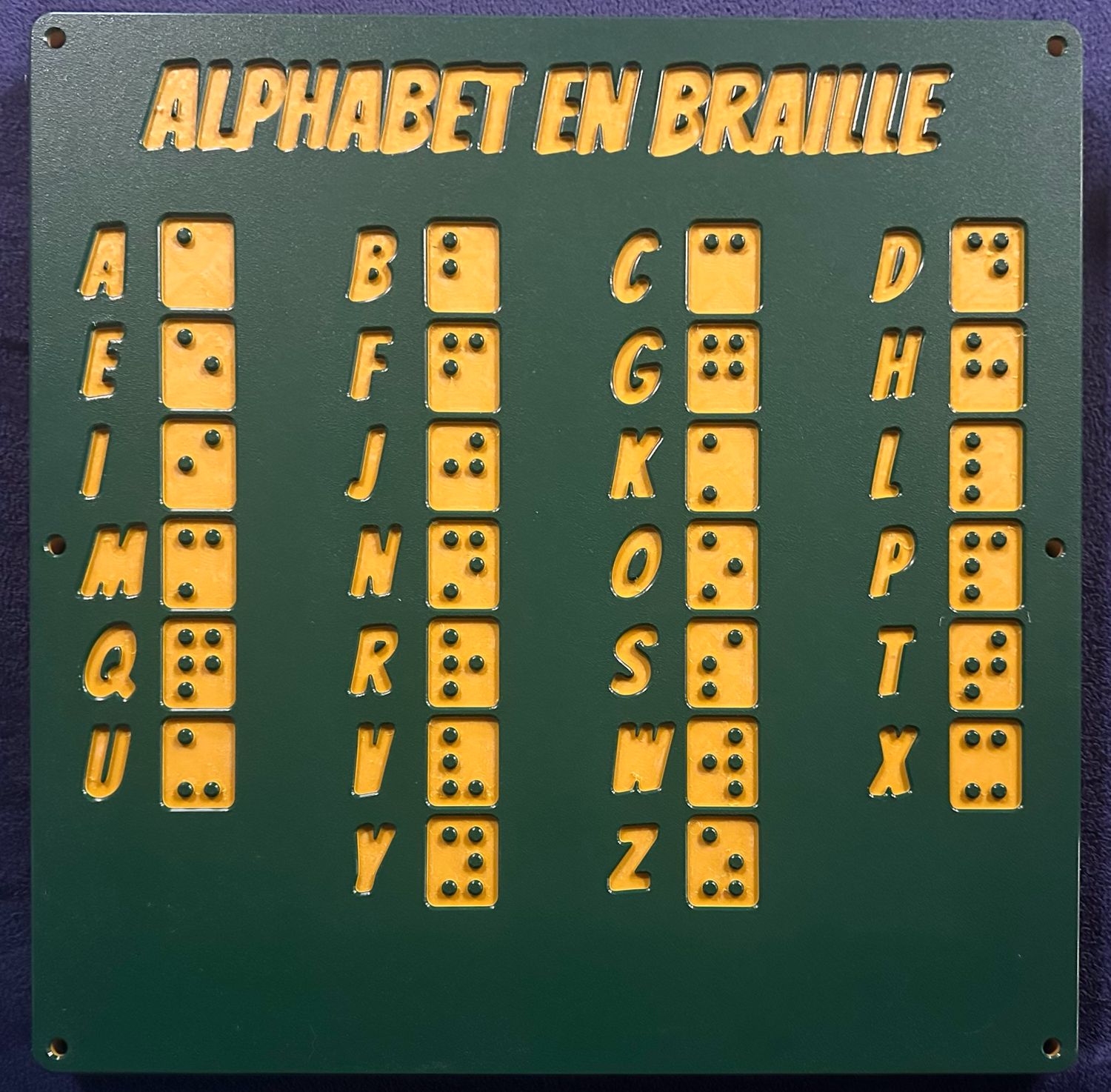 Tableau Jeu Inclusif  - Alphabet  en Braille conforme EN1176 - Panneau Ludique