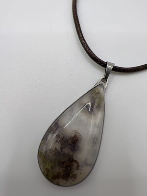 Moss Agate Pendant on Cord Necklace - Item Number 7