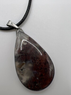 Moss Agate Pendant on Cord Necklace - Item Number 2