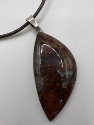 Moss Agate Pendant on Cord Necklace - Item Number 6