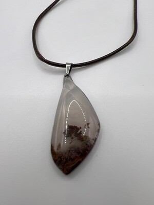 Moss Agate Pendant on Cord Necklace - Item Number 8