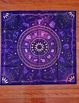 Tarot Altar Cloth: Zodiac Signs Purple