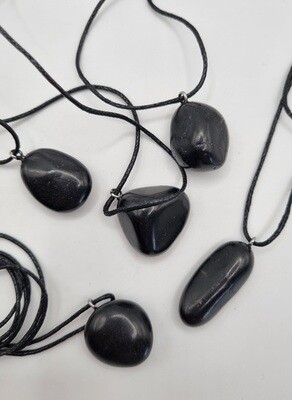 Shungite Tumble Stone Pendant on Cord