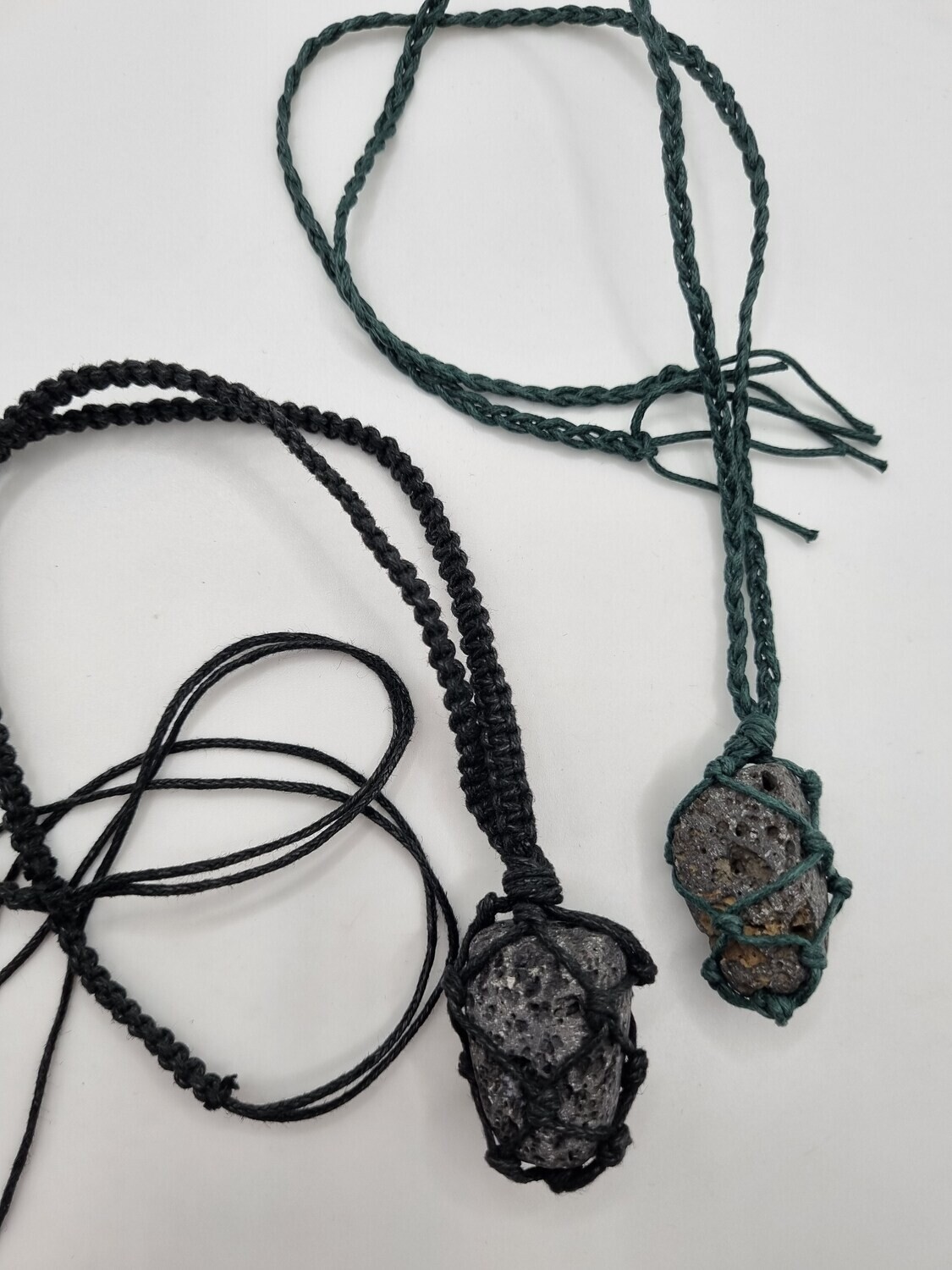 Handmade Macrame Necklace with Lava Stone
