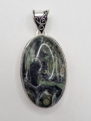 Kambaba Jasper Sterling Silver Pendant with Chain