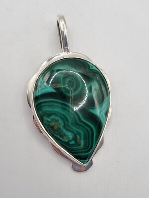 Malachite Sterling Silver Pendant with Chain