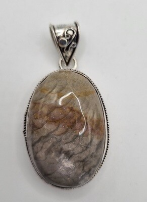 Picasso Jasper Sterling Silver Pendant with Chain