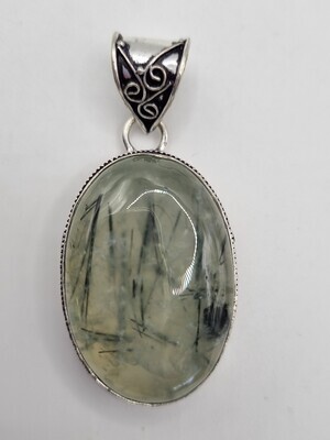 Prehnite Sterling Silver Pendant with Chain