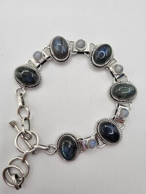 Labradorite & Moonstone Sterling Silver Bracelet