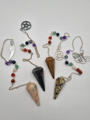 Crystal Prism Pendulum with Chakra Crystals & Charm