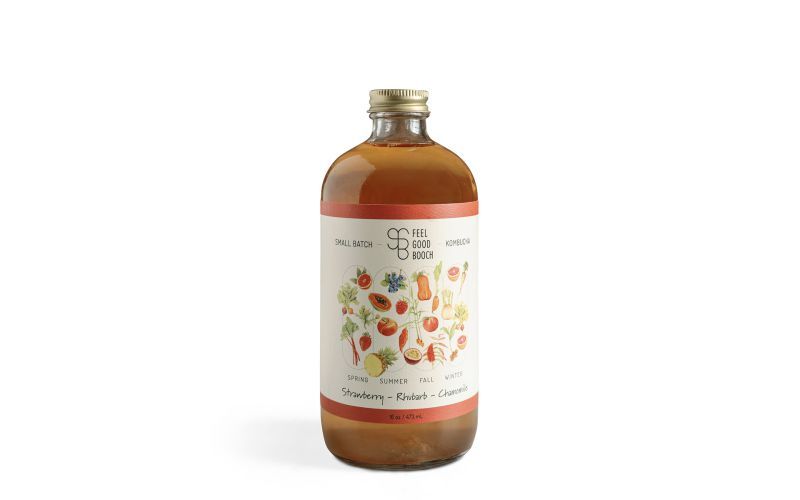 Strawberry Rhubarb Chamomile Kombucha Feel Good Booch
