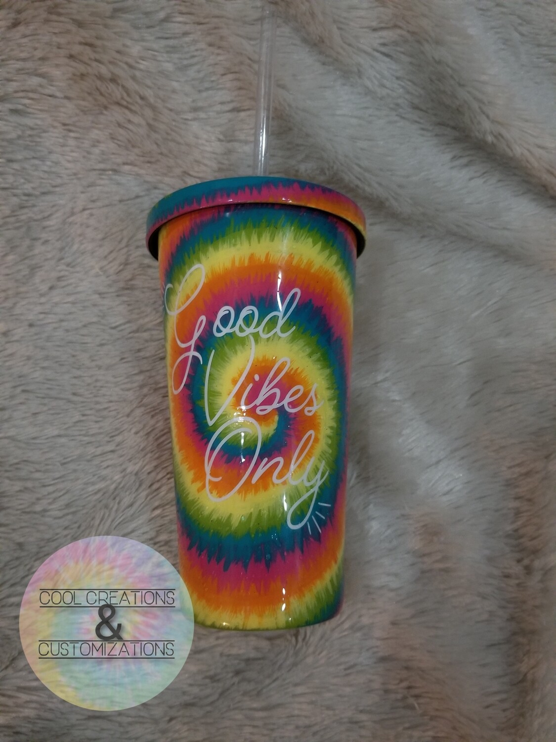 "Good Vibes Only" Hand Painted Tumbler 