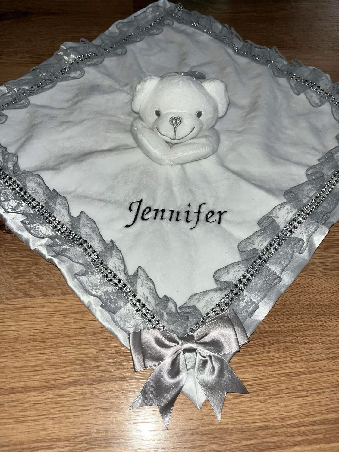 Elegant Bear Comforter With A Silk Frill Edge