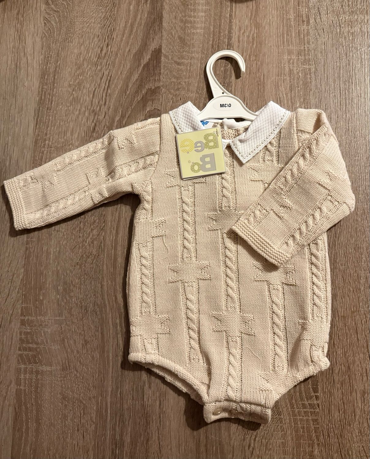Boys Biscuit Star Knit Romper