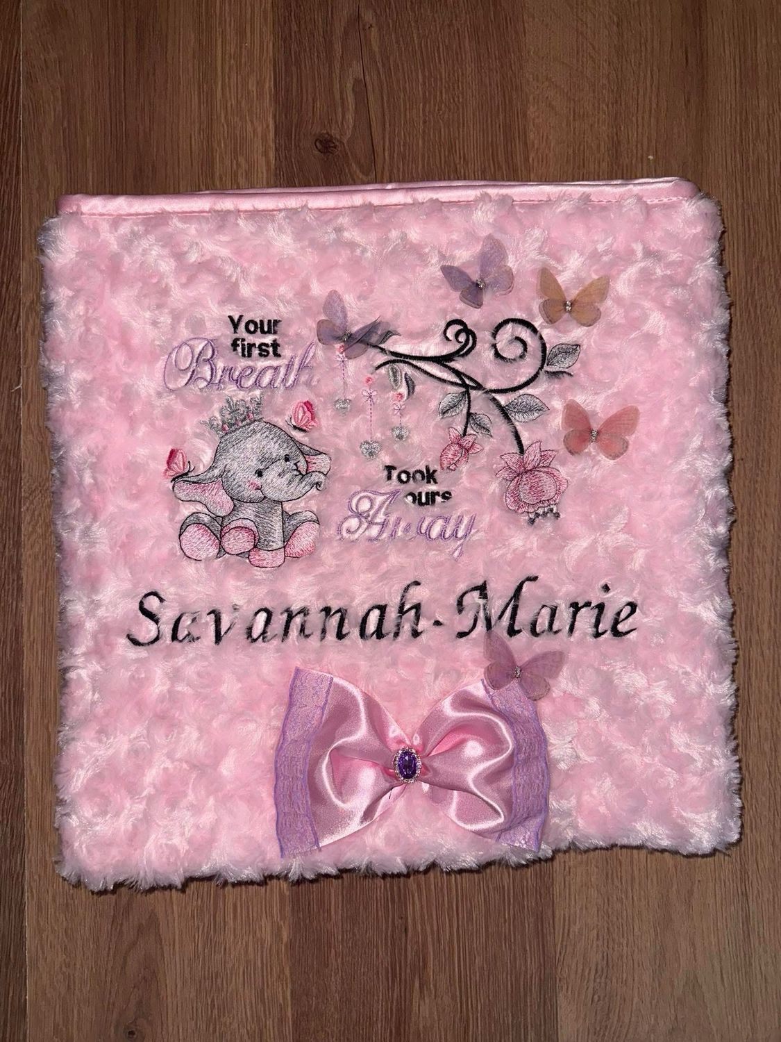 Beautiful Butterfly Blanket “your First Breath Took Ours Away”
