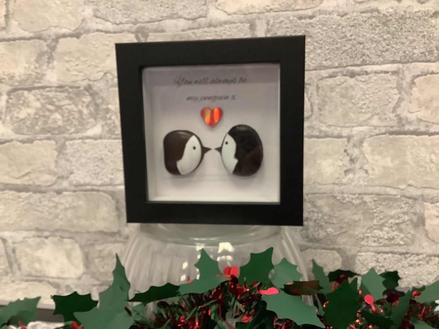 Penguin pebble framed picture, penguin picture gift, you will always be my penguin