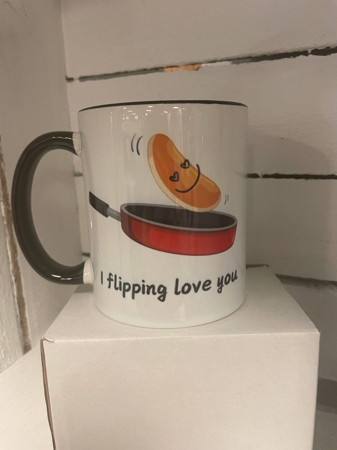 Flipping love you mug, valentines gift, anniversary gift, pancake lover, wife mug, husband mug