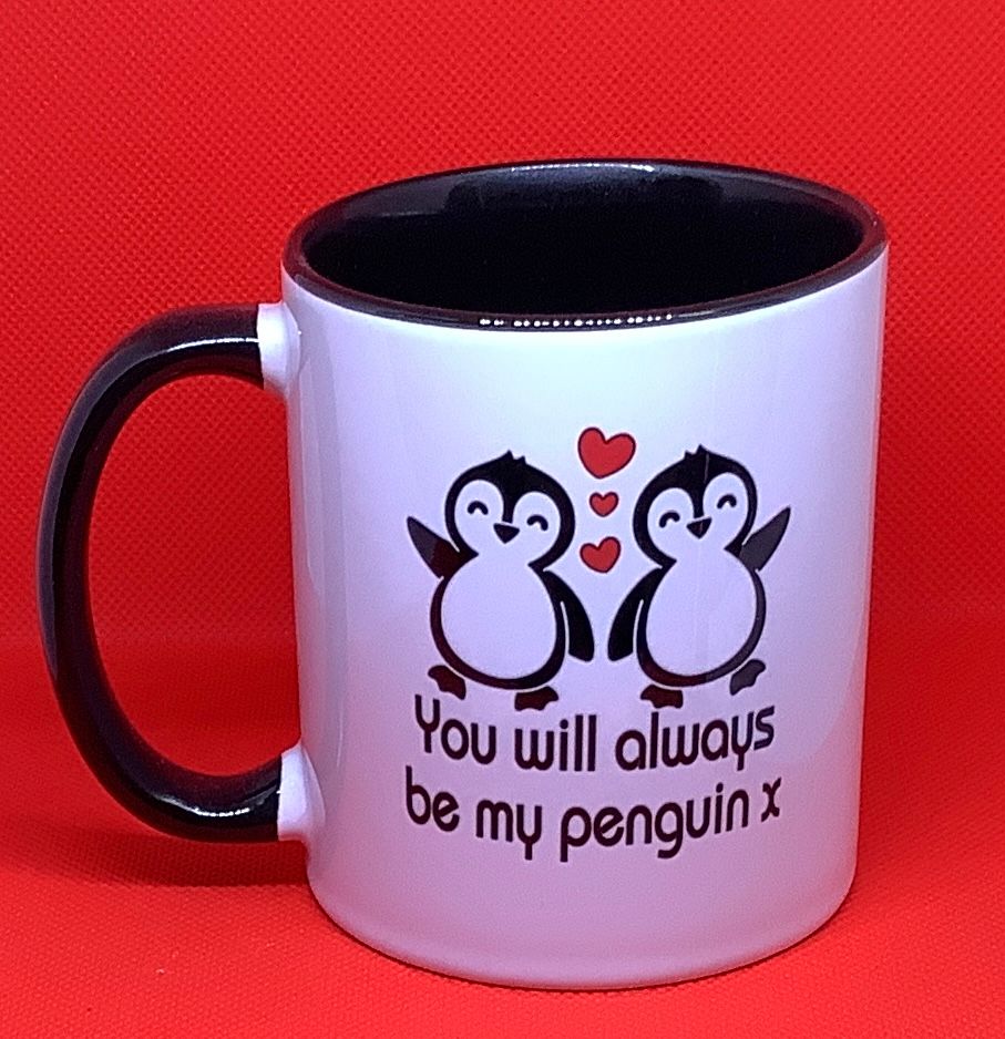 Penguin mug, valentines mug, boyfriend mug, girlfriend mug, wife mug, husband mug, penguin gift