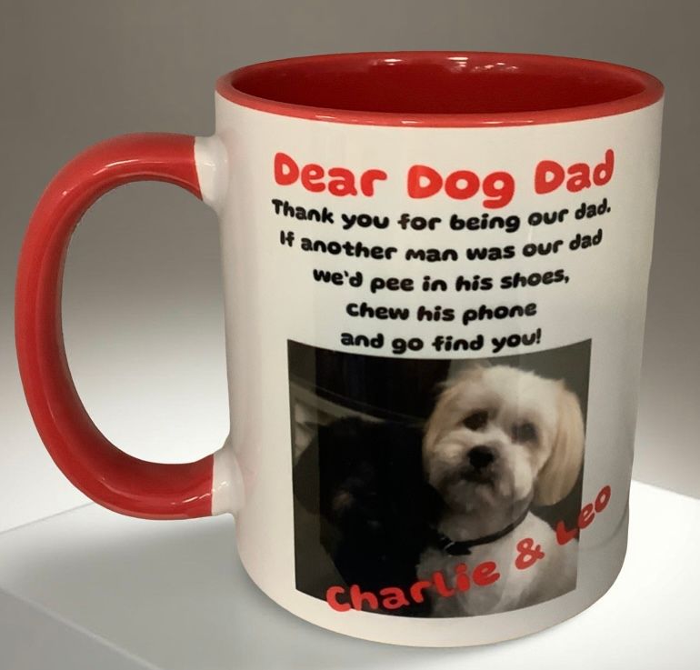 Personalised dog pet photo mug, Dog Dad funny design, Fathers Day gift