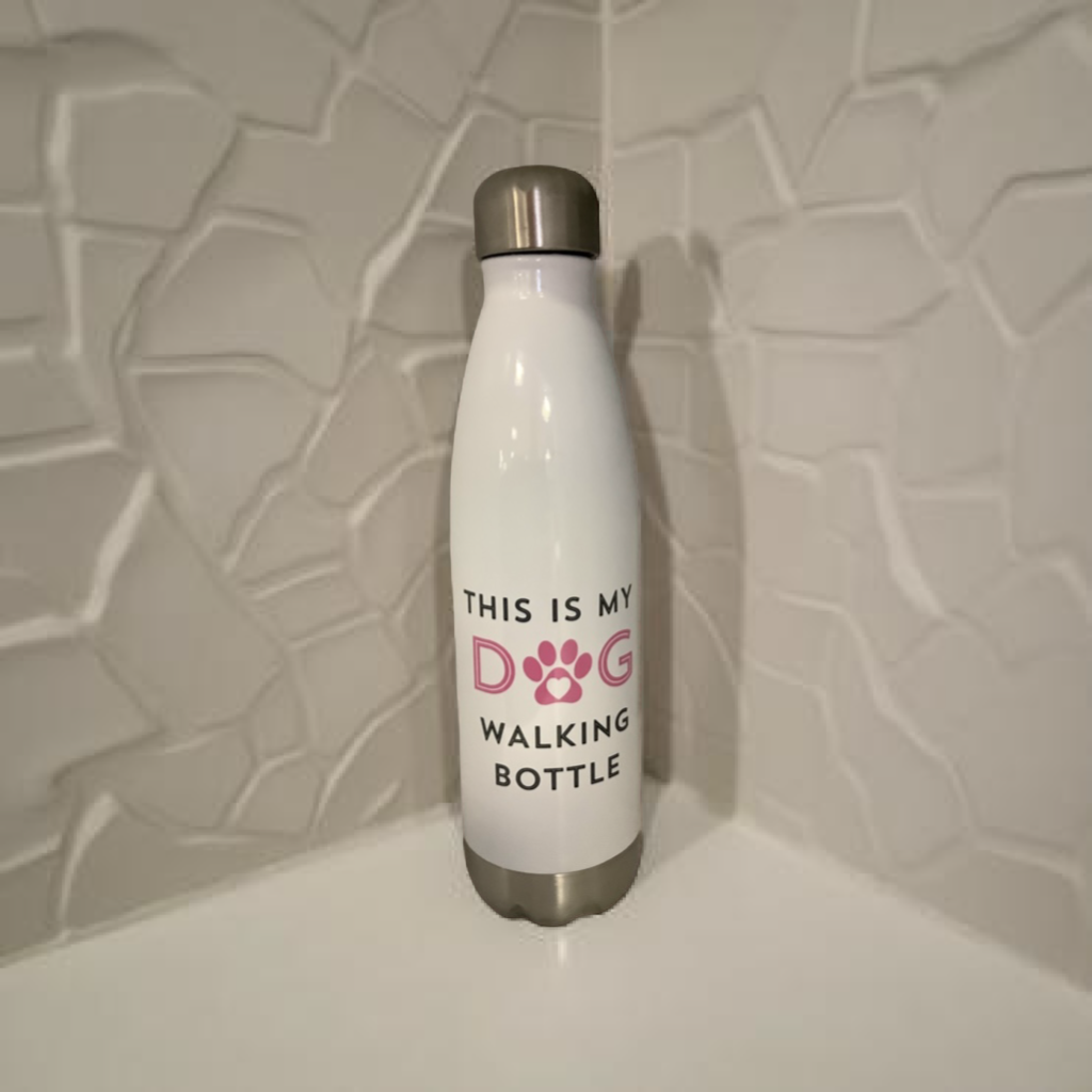 personalised, Dog Walking Water Bottle, pet dog walking water bottle, dog walkers bottle, many colours