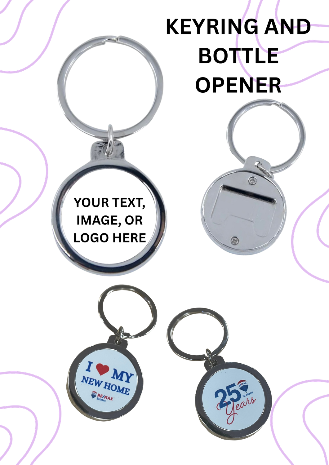 Personalised Metal Keyring and Bottle Opener, Photograph Keyring and Bottle Opener, Add your design or logo keyring and Bottle opener, Gift for Men