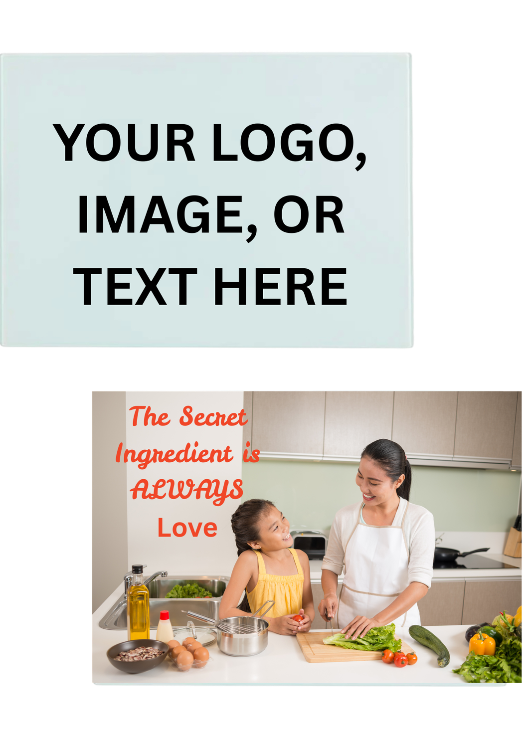 Personalised Glass Chopping Board, Add your own photo, Logo, Design, or wording