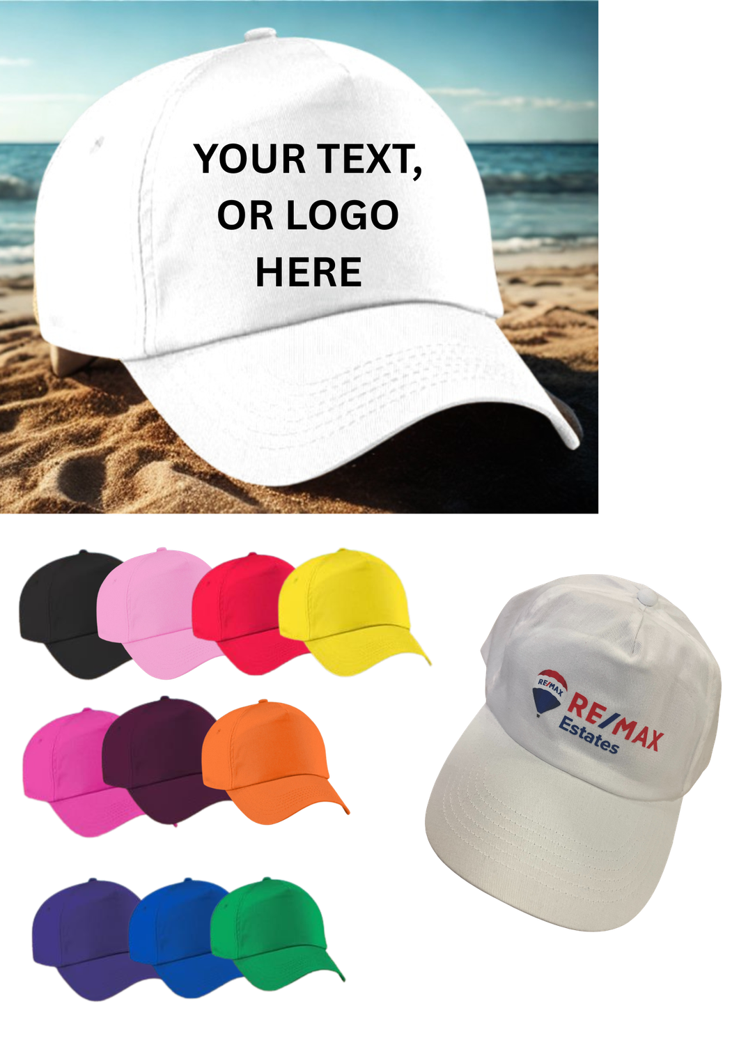 Personalised Baseball Caps, Choice of Colours, Corporate Baseball Caps, Personalised Hat Gift