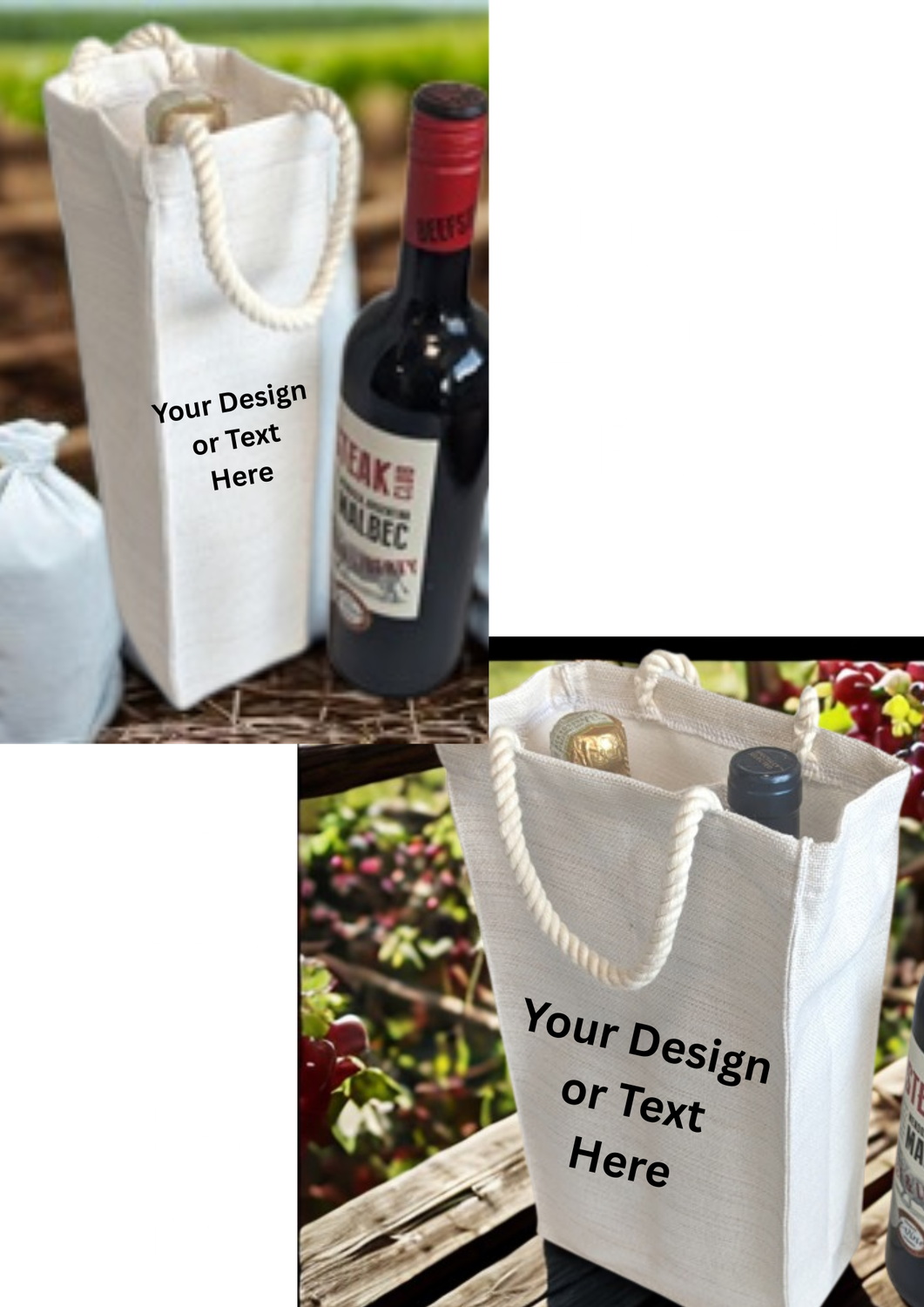 Personalised Linen Bottle Bag, Single Bag or Double Bag, Housewarming Gift, Corporate Gift, Birthday Bottle Bag