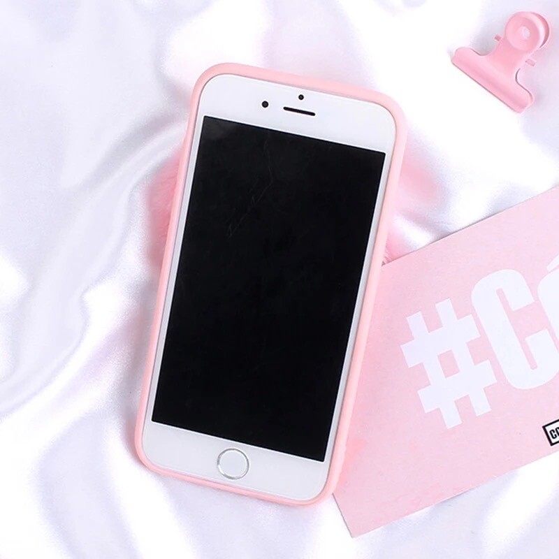 Covers con pop socket de corazón de peluche